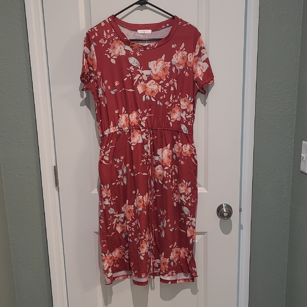 Floral Red Dress